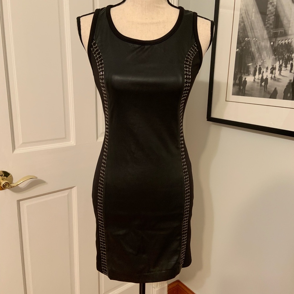 Black leather mini dress size small